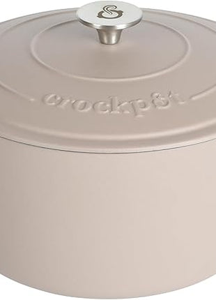 Crock-Pot Artisan 5-Quart Round Cast Iron Dutch Oven with Lid – Matte Dusty Pink, Durable Oven Safe Cookware