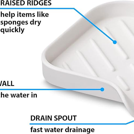 1 Pc Cream Silicone Sponge Holder | Sink Tray for Dish Sponges and Soap Organization | 9.45 x 5.51