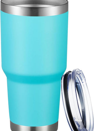 MEWAY 30oz Tumbler Double Wall Vacuum Insulated Travel Mug, Stainless Steel Tumbler with Lid, Durable Powder Coated Insulated Coffee Cup for Cold & Hot Drinks (Lake Blue,1 PACK)
