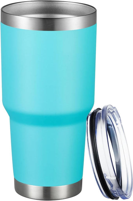 MEWAY 30oz Tumbler Double Wall Vacuum Insulated Travel Mug, Stainless Steel Tumbler with Lid, Durable Powder Coated Insulated Coffee Cup for Cold & Hot Drinks (Lake Blue,1 PACK)