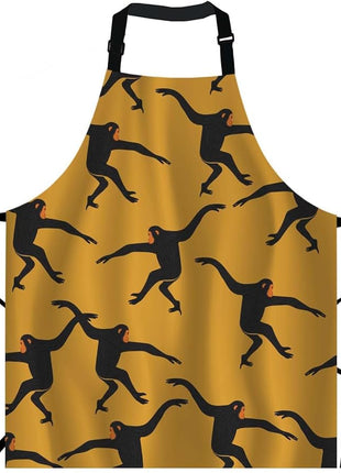 EKOBLA Black Gibbon Monkey Aprons Animal Print The Silhouette Of Funny Animal Jungle Ape Waterproof Resistant Chef Cooking Kitchen BBQ Adjustable Aprons for Women Men 27x31 Inch