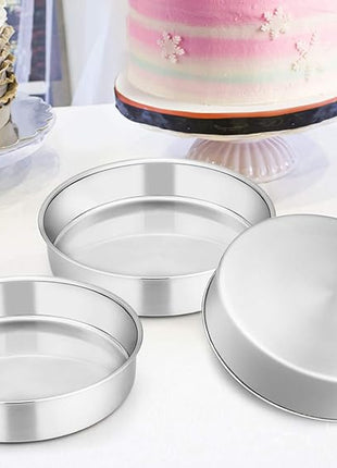E-far 11 Inch Cake Pan Set of 3, Stainless Steel Round Cake Baking Pans, Non-Toxic & Healthy, Mirror Finish & Dishwasher Safe
