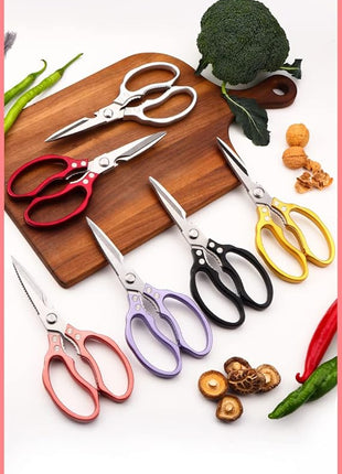 AWinjoy Heavy Duty Sharp Kitchen Scissors, Dishwasher Safe, Cooking Shears for Meat, Chicken, Fish, Poultry, Herb, Bread (Black)