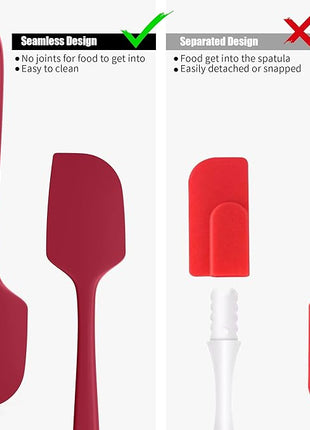 600°F Heat Resistant Silicone Spatula, Doosu High Temp Flexible Kitchen Rubber Bowl Scrapers Food Grade Seamless Baking Supplies Scratch-Proof for Scraping Non-Stick Pans (Red, 11.4in)