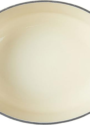 Lodge 7 Quart Enameled Cast Iron Oval Dutch Oven with Lid – Dual Handles – Oven Safe up to 500° F or on Stovetop - Use to Marinate, Cook, Bake, Refrigerate and Serve – Oyster White