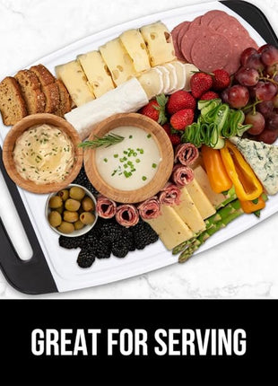 GORILLA GRIP BPA-Free Reversible Kitchen Cutting Board Set of 3, US Designed, Nonporous, Juice Grooves Catch Liquid, Slip Resistant Border, Durable Food Chopping Boards, Holiday Prep Essentials, Black