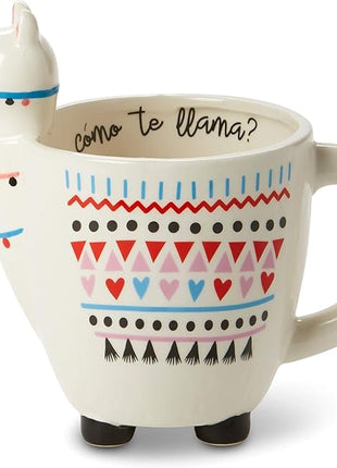 VOTUM Animal-Shaped Llama Coffee Mug, 18.6 fl. oz. - Handmade, Adorable Tea Cup with Printed Como Te Llama Writing - Premium Ceramic Gifts for Women & Men