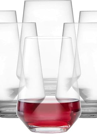 ZWIESEL GLAS Pure Stemless Bordeaux Glass (Set of 6), Red Wine Tumbler for Bordeaux, Dishwasher-Safe Machine-Made Tritan Crystal Glasses, Made in Germany (18.5 Ounce)