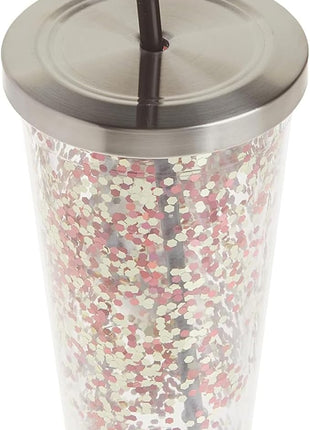 Spoontiques - Glitter Filled Acrylic Tumbler - Glitter Cup with Straw - 20 oz - Stainless Steel Locking Lid with Straw - Double Wall Insulated - BPA Free - Elvis Presley