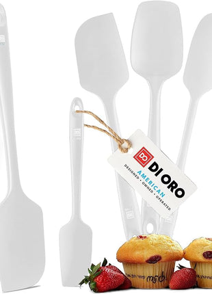 DI ORO Silicone Spatula Set - Rubber Kitchen Spatulas for Baking, Cooking, & Mixing - 600°F Heat-Resistant & BPA Free Silicone Scraper Spatulas for Nonstick Cookware - Dishwasher Safe (5pc, Stone)