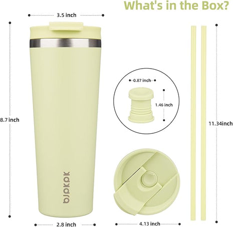 BJPKPK 26oz Insulated Tumbler With lid And Straw Stainless Steel Tumblers Travel Coffee Mug Reusable Thermal Cup,Macaron Green