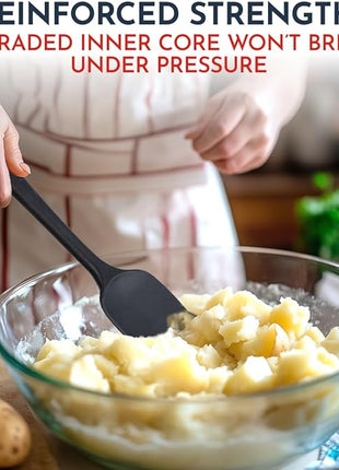 4-Piece Black Baking Spatula Set - Holiday Baking Essentials, Rubber Spatulas Silicone Heat Resistant, BPA-Free - Spatula Set for Nonstick Cookware - Silicone Baking Utensils