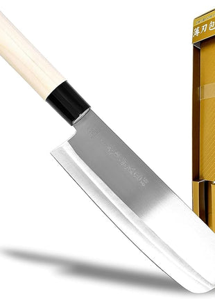 JapanBargain, Nakiri Knife 6-5/8", High Carbon Steel Vegetable Cleaver, Razor Sharp Japanese Chef Knife for Meat and Veggies, Rust-Resistant Molybdenum Blade, Wooden Handle, Made in Japan