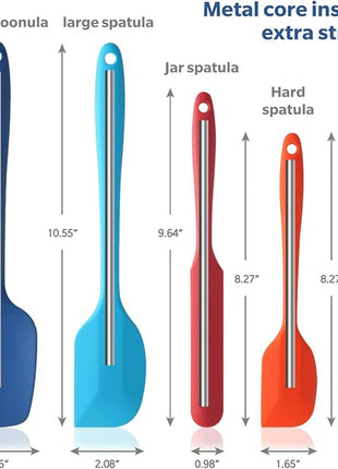 Wanbasion 5 Piece Premium Silicone Spatula Set Heat Resistant, Colorful Rubber Baking Spatula Set, Kitchen Spatula Set Dishwasher Safe for Nonstick Cookware Cooking Mixing Multicolor-2