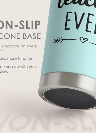 SANDJEST Teacher Tumbler - Best Teacher Ever Travel Coffee Mug Appreciation Gift for Teachers - 20oz Stainless Steel Tumblers Awesome Gifts for Birthday, Christmas, Graduation Day, Back To School
