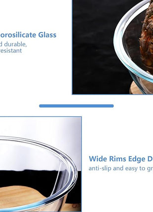 WhiteRhino 8 Piece Glass Bowls with Lids, Heat Resistant Glass Mixing Bowls Set (3.7QT, 2.1QT, 1.1QT, 0.53QT), Clear Salad Bowls with BAP-Free Lids for Kitchen, Oven Microwave Dishwasher Safe