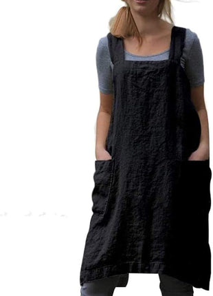 YESDOOD Cotton Linen Apron Cross Back Apron for Women with Pockets Pinafore Dress for Baking Cooking