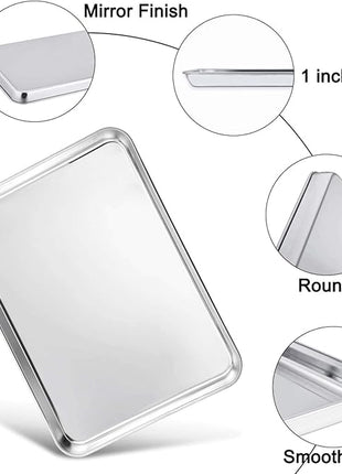 TeamFar Baking Sheet with Cooling Rack, Stainless Steel Half Size Cookie Sheet Pan and Baking Rack Set, 20’’×14’’×1’’, Non Toxic & Rust Free, Thick & Heavy Duty, Mirror Finish & Dishwasher Safe