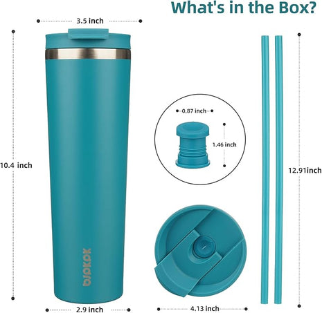 BJPKPK 34oz Tumbler With lid And Straw Stainless Steel Travel Coffee Mug Insulated Tumblers Cups,Laguna