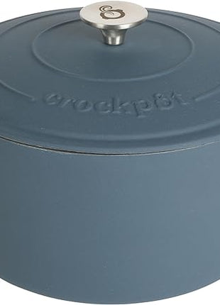 Crock-Pot Artisan 5-Quart Round European Enameled Cast Iron Dutch Oven with Lid – Matte Navy Blue, Durable Oven Safe Cookware