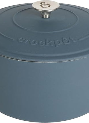 Crock-Pot Artisan 7-Quart Round European Enameled Cast Iron Dutch Oven – Matte Navy Blue, Durable Oven Safe Cookware