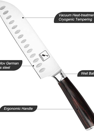 imarku Chef Knife 7 Inch Kitchen Knife Ultra Sharp Santoku Knife - 7Cr17Mov Japanese Chefs Knife, Kitchen Gadgets 2025, Apartment Essentials, Birthday Gifts for Him Her, Best Gifts for Women Men