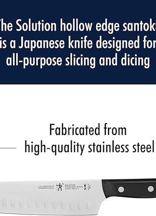 HENCKELS Solution Razor-Sharp Hollow Edge Santoku Knife 7 inch, German Engineered Informed by 100+ Years of Mastery, Black/Stainless Steel