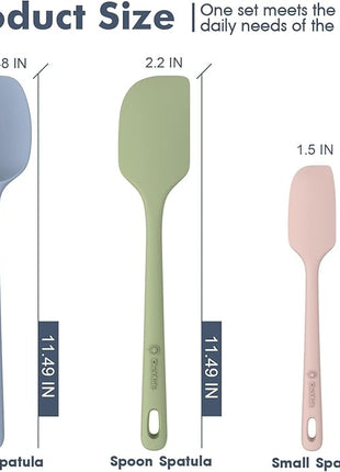 3 Pieces Silicone Spatula Set, Food Grade Rubber Spatula, Upgrade Strong Handle with Ergonomic Grip, Heat Resistant for Nonstick Cookware, Cooking Mix