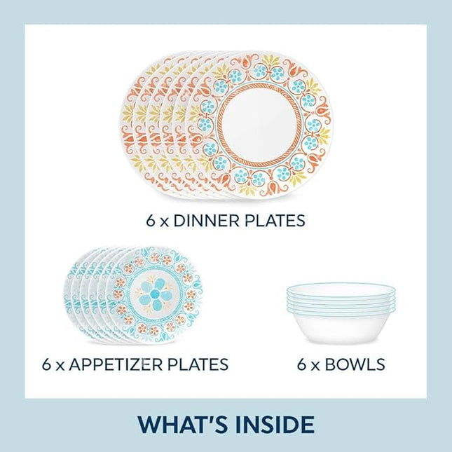 Corelle Terracotta Dreams Dinnerware Set for 6 18 Pieces Dinner Plates, Appetizer Plates, and 18 Oz Bowls Dishwasher, Microwave, and Freezer Safe Proudly Made in the USA
