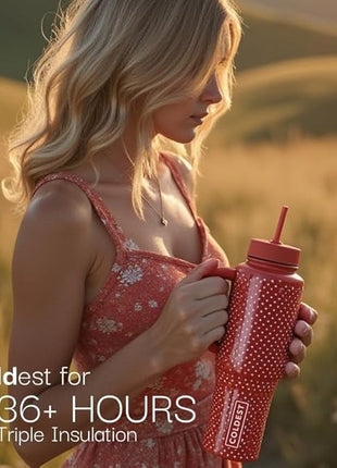 Coldest Tumbler with Handle and Straw - 100% Leak Proof Insulated Tumbler with Lid and Straw (3 Lids) - Stainless Steel Tumblers for Women & Men - Cup Holder Friendly Base, 46 oz (The Democrat)