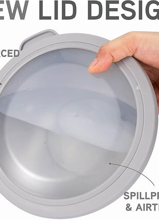 COOK WITH COLOR Mixing Bowls Set with TPR Lids - 12 Piece Plastic Nesting Bowls Set includes 6 Prep Bowls and 6 Lids, Microwave Safe (Grey)