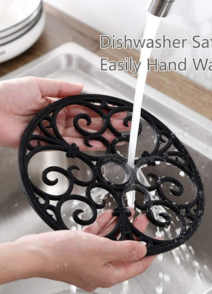 Silicone Trivet Mat - Hot Pot Holder Hot Pads for Table & Countertop - Teapot Trivet Kitchen Trivets - Non-Slip & Heat Resistant Modern Kitchen Hot Pads for Pots & Hot Dish Merlot Red Trivet Set of 3