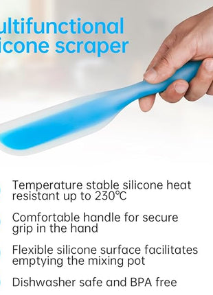 Nonstick Silicone Knife Shaped Flexible Kitchen Spatula Scraper Turner,Kitchen Cooking Utensils With Nylon Core (Blue)