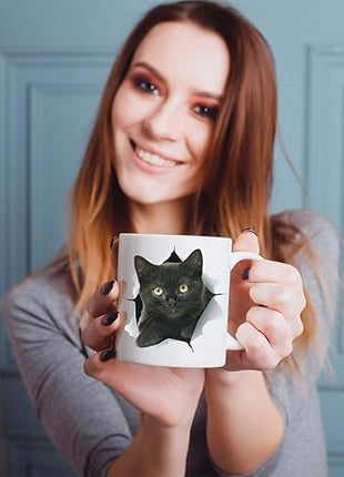 Funny Black Kitten Coffee Mug - Ceramic Funny Cat Mug - Perfect Cat Lover Gift - Cute Novelty Coffee Mug Present - Great Birthday or Christmas Surprise for Friend or Coworker, Men and Women (11oz)