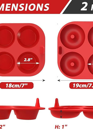 Webake Silicone Air Fryer Muffin Pan and Donut Pan, Make 2.8" Standard Size Cupcakes and Donuts, Nonstick BPA-Free, Set of 2