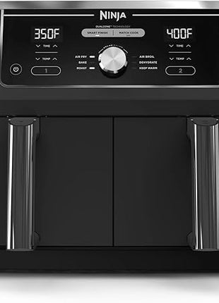 Ninja DZ401 Foodi 10 Quart 6-in-1 DualZone XL 2-Basket Air Fryer with 2 Independent Frying Baskets, Match Cook & Smart Finish to Roast, Broil, Dehydrate for Quick, Easy Family-Sized Meals, Grey
