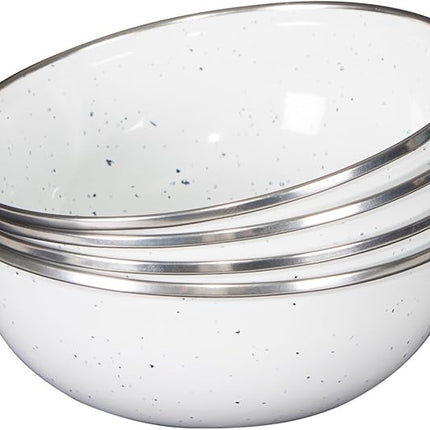 Stansport Deluxe 24-Piece Enamel Tableware Set - Enamel Plates and Bowls Lightweight and Durable Camp Dish Set for Camping and Backpacking Plates and Bowls for 4 People