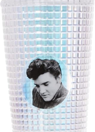 Spoontiques Diamond Tumbler, 20oz - Textured Cup w/Staw, Double Wall Insulated, BPA Free - Elvis