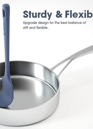 5 Pieces Silicone Spatula Set, Food Grade Rubber Spatula, Upgrade Strong Handle with Ergonomic Grip, Heat Resistant Up to 600°F for Nonstick Cookware, Cooking Blue