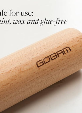 GOBAM Wood Rolling Pin, Medium - Dough Roller for Pasta, Cookies, Pie, Pizza, Chapati, Fondant, Rolling Pins for Baking, Bread Making Tools and Supplies - 13 x 1.38 Inches