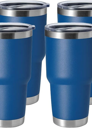 HASLE OUTFITTERS 30oz Stainless Steel Tumbler, Double Wall Vacuum Insulated Travel Mug Tumbler, Durable Insulated Coffee Mug, Gift Box Set (Dark Blue, 4)