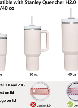 Silicone Spill Stopper Set Compatible with Stanley Cup 2.0 30oz & 40oz with Straw Cover (Set of 2, Rose Quartz)