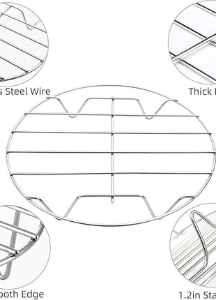 TamBee 9 Inch Round Cooling Racks for Cooking and Baking 304 Stainless Steel Cooling Racks Baking and Cooling Steaming Rack w Stand Cookware for Air Fryer Pressure Cooker Canning