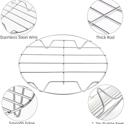 TamBee 9 Inch Round Cooling Racks for Cooking and Baking 304 Stainless Steel Cooling Racks Baking and Cooling Steaming Rack w Stand Cookware for Air Fryer Pressure Cooker Canning
