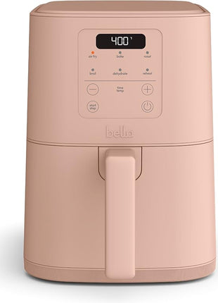 bella 4Qt Slim Air Fryer, Fits-anywhere™ Kitchenware, EverGood™ Ceramic Nonstick Coating, Adjustable Temperature, 6 Preset Cooking Options, 60 Min Auto Shutoff w Audible Tone, 3.3lb Capacity, Blossom