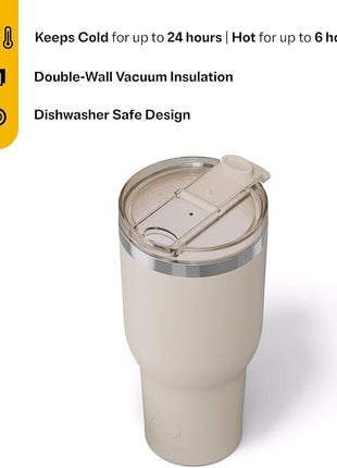 RTIC 40oz Essential Tumbler with Lid, Ceramic Lined, Insulated, Stainless Steel, Metal, Double Wall Vacuum-Insulation, Travel Cup for Iced Coffee, Tea, Hot and Cold Drink, Beach