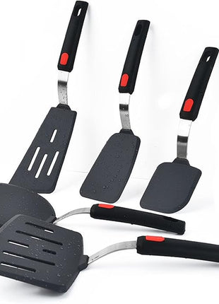 Tenta tenta kitchen Silicone Turner Wide Pancake Spatula Pizza Peel Kitchen Utensil Nonstick Cookware Safe Kitchen Flipper for Griddle Cooking and Baking- 600°F Heat-Resistant Rubber Egg Spatulas.