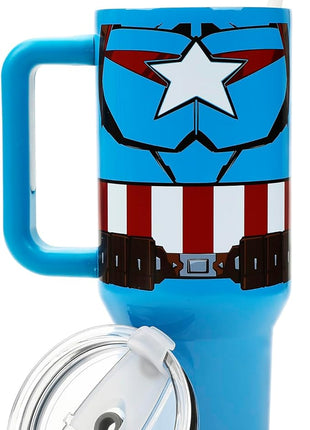 Bioworld Marvel Captain America Costume & Shield Blue 40 Oz Stainless Steel Tumbler