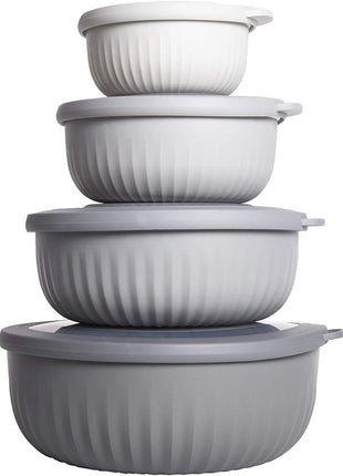 COOK WITH COLOR Prep Bowls with Lids- Wide and Deep Nesting Plastic Small Mixing Bowl Set with Lids, 8 Piece Set - Wide Bowls, Gray