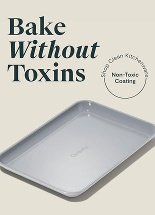 Caraway Nonstick Ceramic Small Baking Sheet (9x13”) – Non-Toxic, PTFE & PFOA Free – Oven Safe – Aluminized Steel Core – Mini Sheet Pan for Baking, Roasting & More - Gray